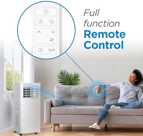 BLACK+DECKER Portable Air Conditioner, 8,500 BTU (5,100 BTU SACC) for Rooms Up To 350 Sq. Ft., Portable AC with Full Function Remote Control & Window Kit, BPACT05SM, White