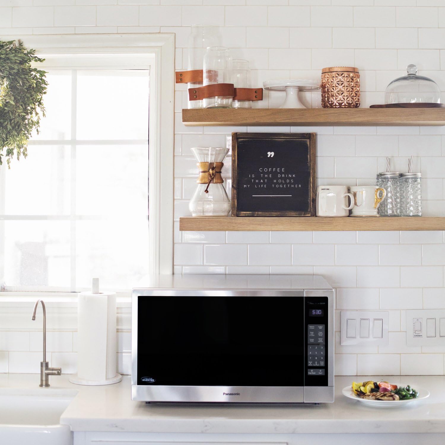 Panasonic Microwave Oven, Stainless Steel Countertop/Built-In Cyclonic Wave with Inverter Technology and Genius Sensor, 2.2 Cu. Ft, 1250W, NN-SN97JS (Silver)