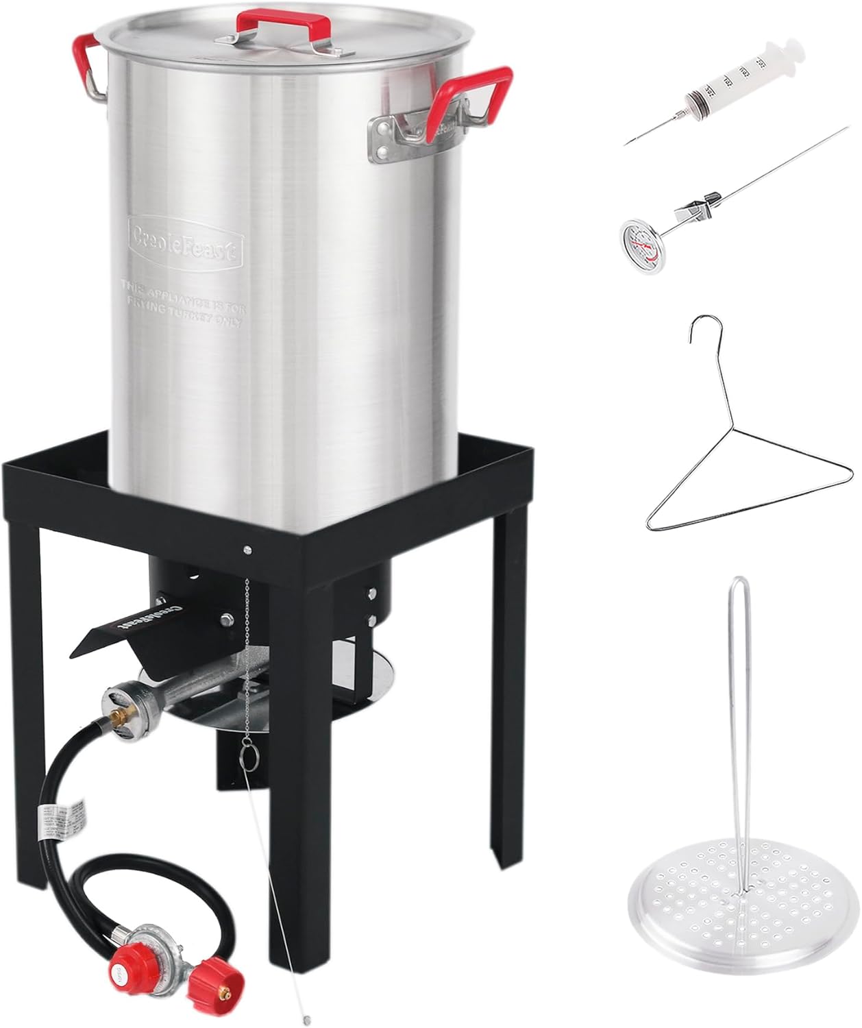 Aluminum 30 Qt. Turkey Fryer Pot Set, 50,000 BTU, Propane Burner for Outdoor Cooking, TFS3000L-SC