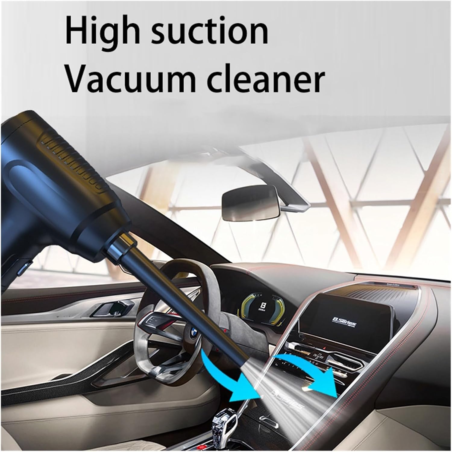 2 in 1 Car Vacuum Cleaner, Portable Mini Cordless Household Rechargeable Handheld Blower (Color : White)