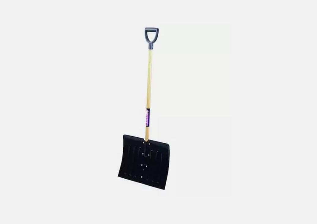 6Yu43 Snow Shovel, 37 in Wood D-Grip Handle, Steel Blade Material, 18,Replacement for Westward OEM