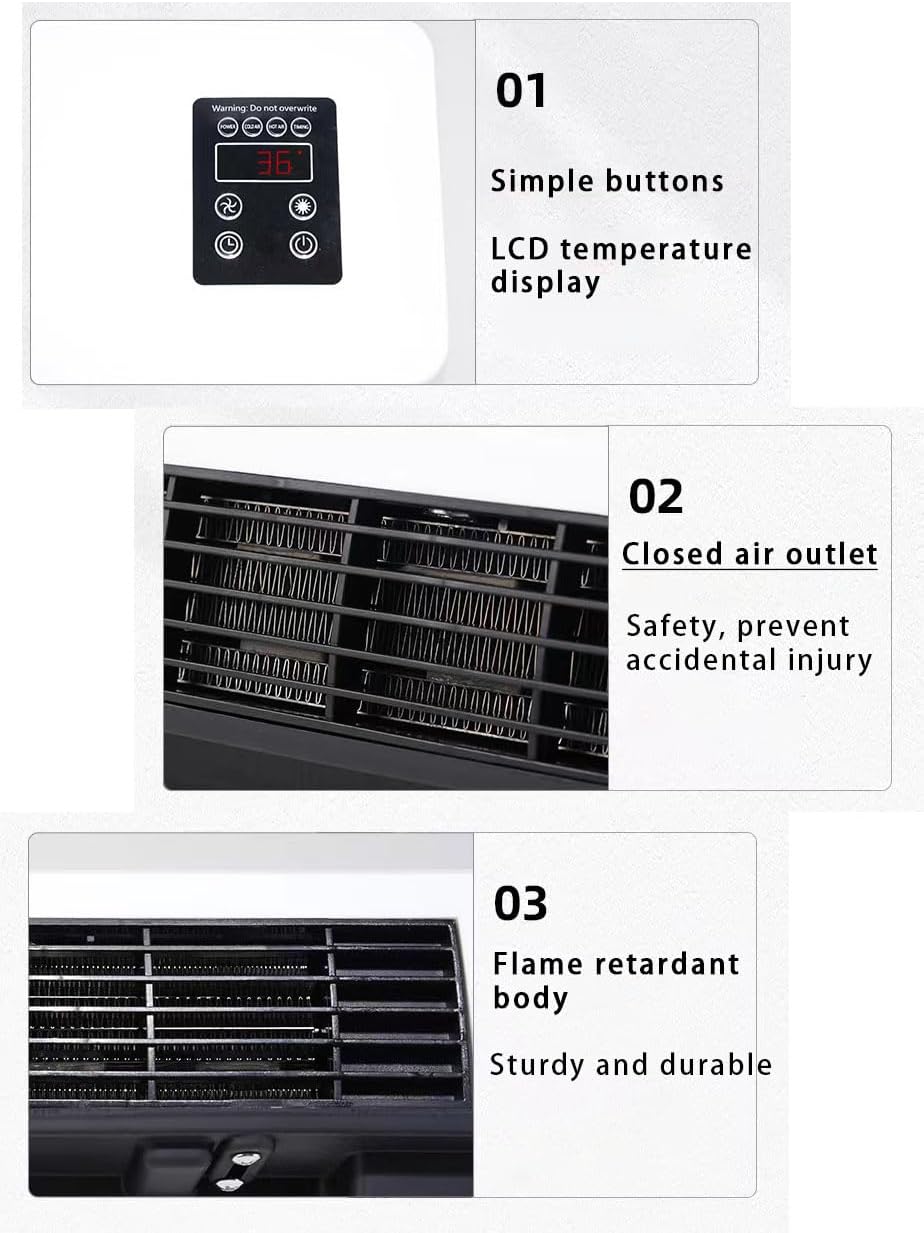 Wall Air Conditioner, Ductless Air Conditioner with Remote Control & Timer, Portable Air Conditioners, Mini Split AC/Heating System, Air Cooling Heating Fan for Bedroom Living Room (A++)