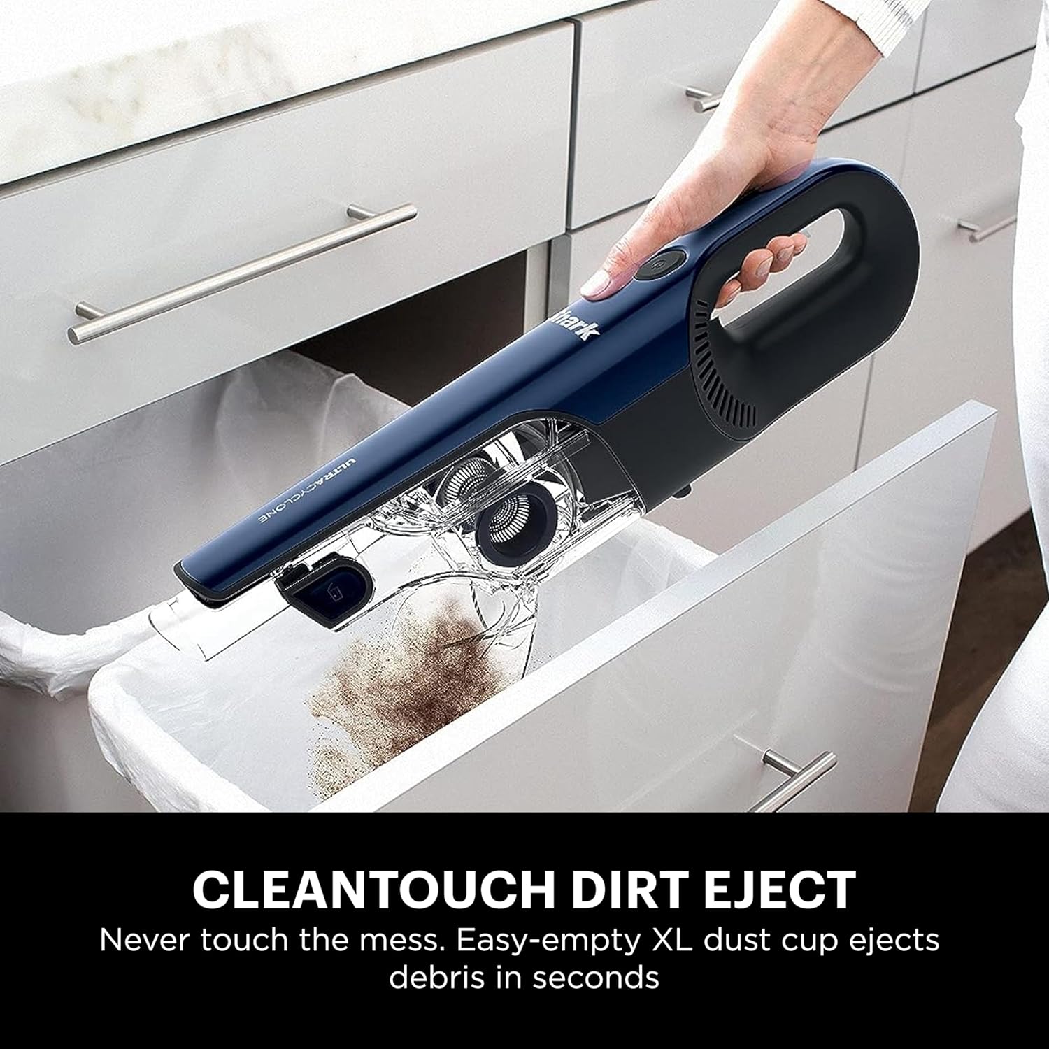 Shark CH964AMZ 2-in-1 Cordless & Handheld Vacuum Ultracyclone System, Ultra-Lightweight and Portable for Car and Home, Washable Filter, XL Dust Cup, Crevice Tool & Scrubbing Brush, Blue