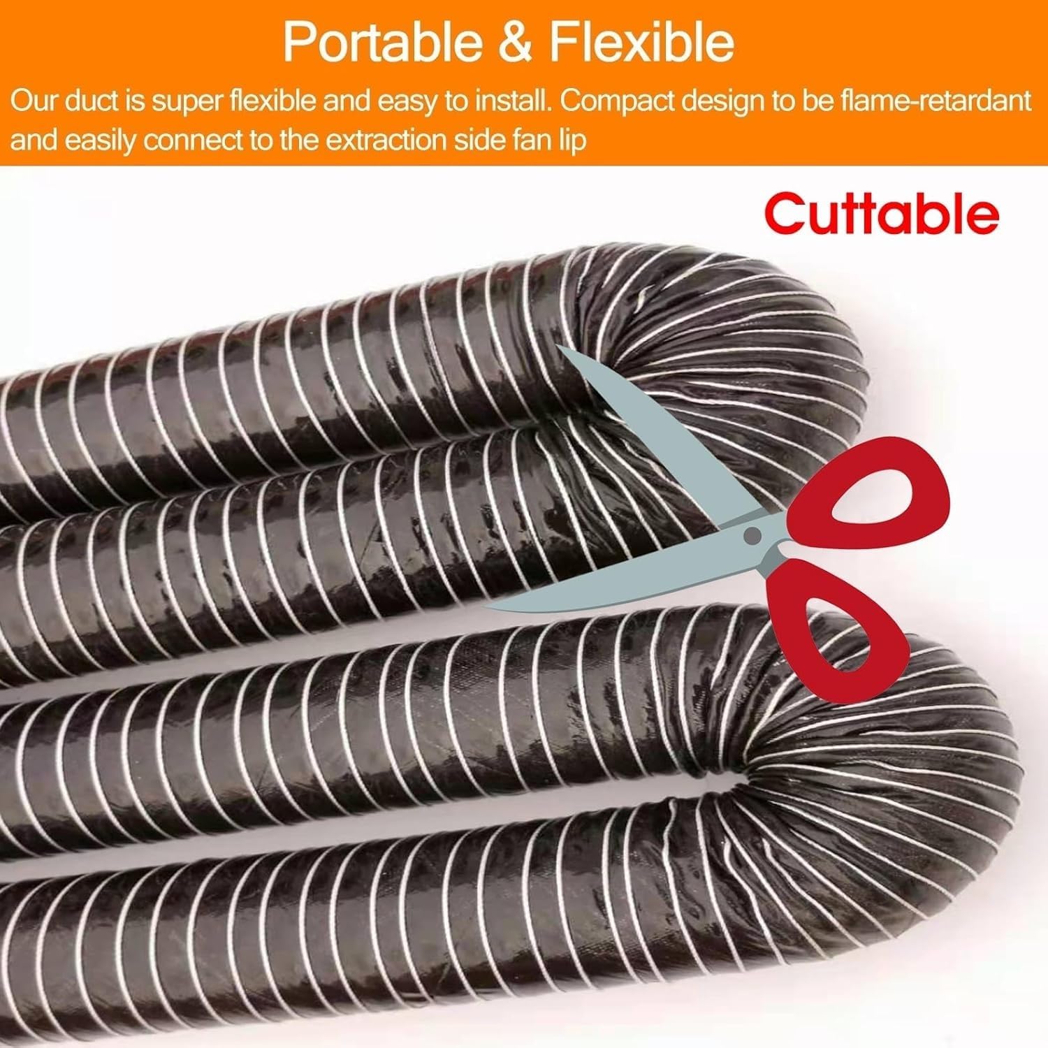 PVC Flexible Hose 25mm 30mm 50mm 65mm 75mm 100mm 150mm 200mm, Dryer Vent Hose Air Duct for Exhaust Fan(Orange,80MM (3.15 Inch))