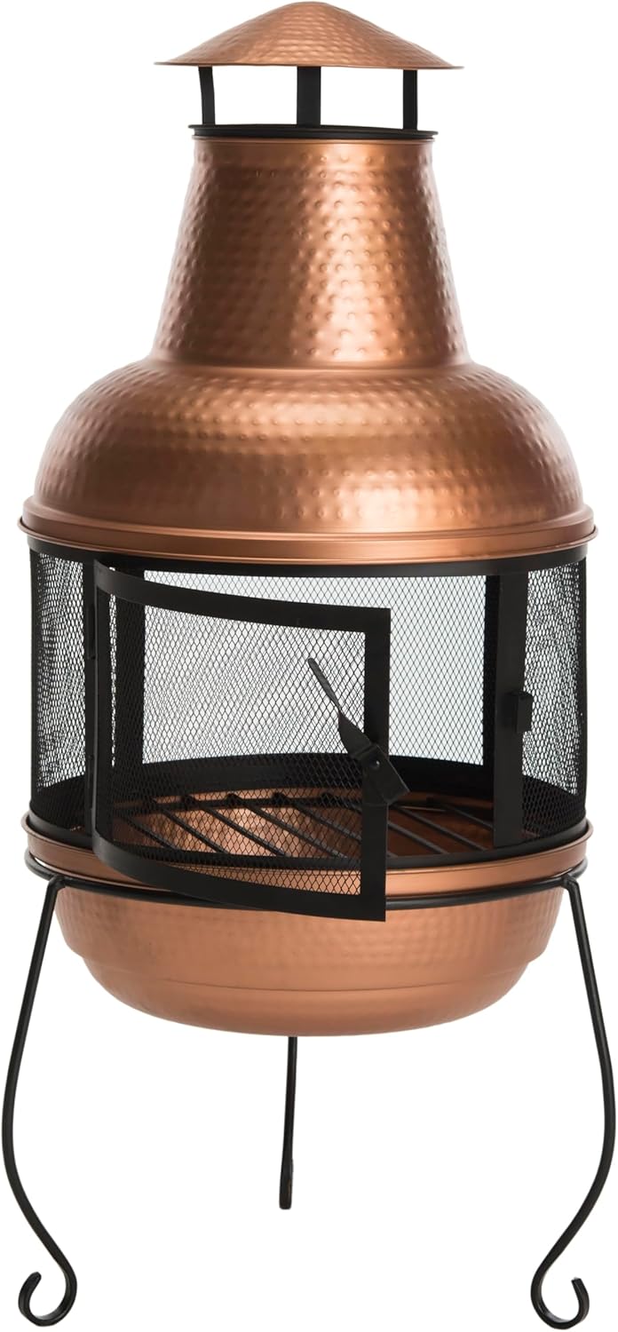 Safavieh Outdoor Collection Lima Copper and Black Chiminea