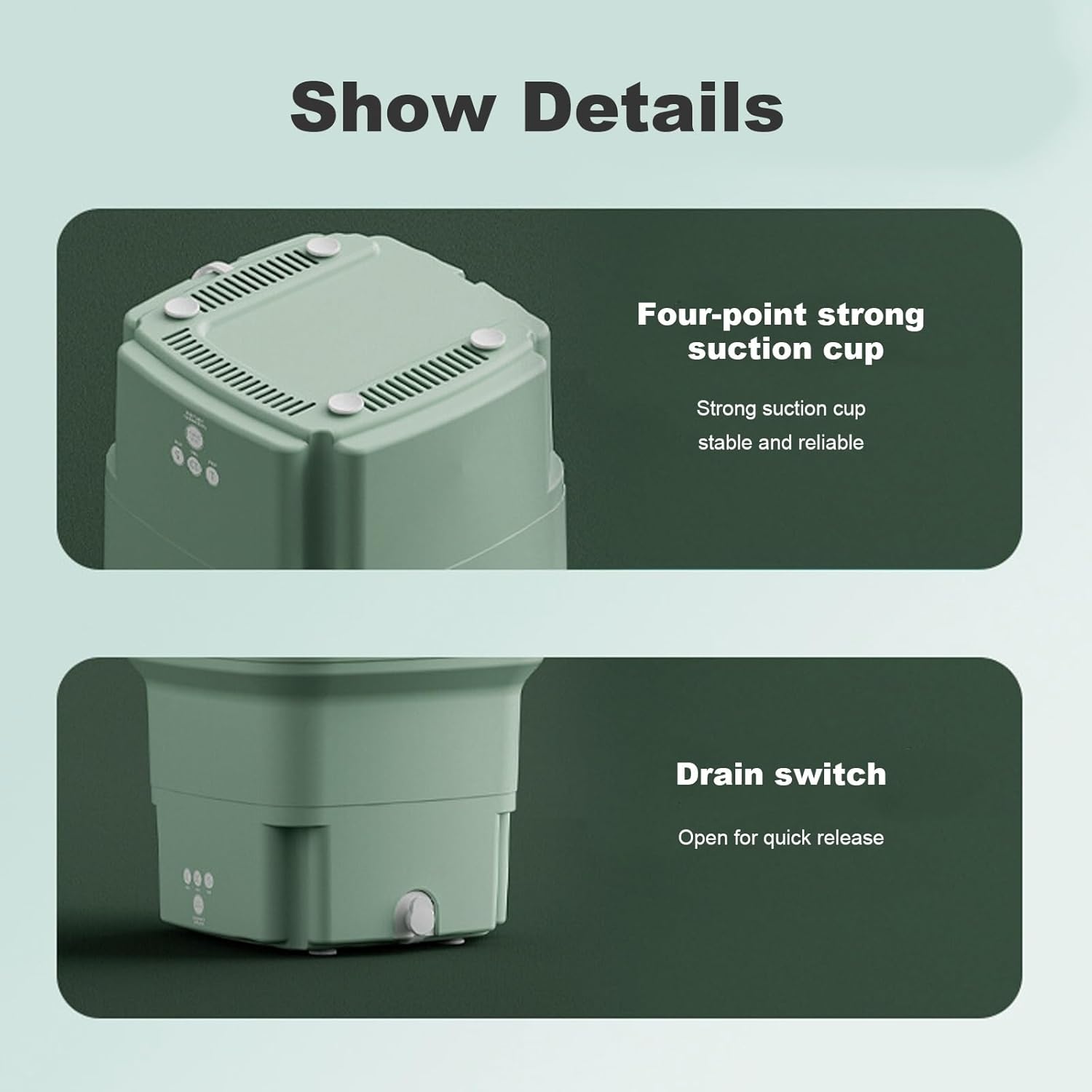 WHYATT Portable Mini Washer with 3 Modes,Foldable Deep Cleaning for Washing Small Pieces of Clothing, Baby Clothes,Underwear