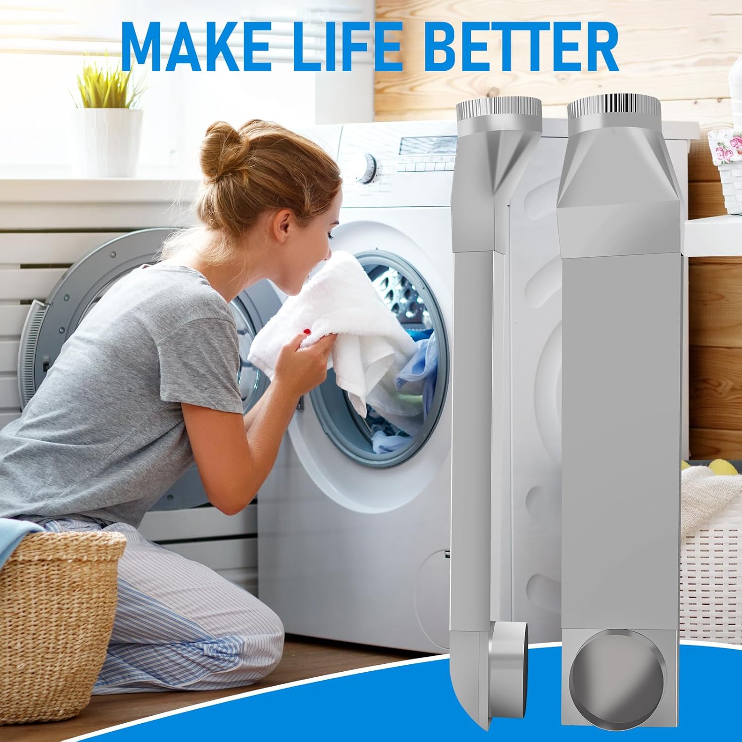 UD48S 4 in stainless steel Dryer Vent Duct 90 Degree Inlet Straight Outlet for Whirlpool Dundas Jafine Lambro Genuine OEM Telescoping Vent Kit 26 To43 in Suitable for all 4in outlets dryer vent