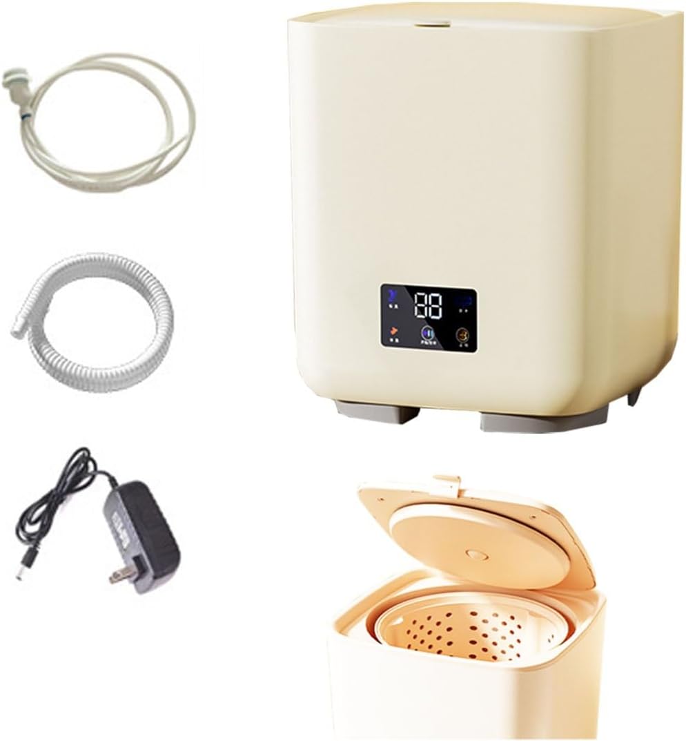 Mini Portable Washing Machine 11X11X12in Space Saver 2 In 1 Camping Washers For Home, Dorm, Apartment, RV, Travel, Outdoor Use Convenience And Efficiency(Beige)