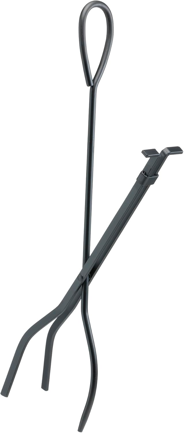 UniFlame 5-Piece Black Wrought Iron Fireplace Tools Set with Ring Handles (F-1187B)