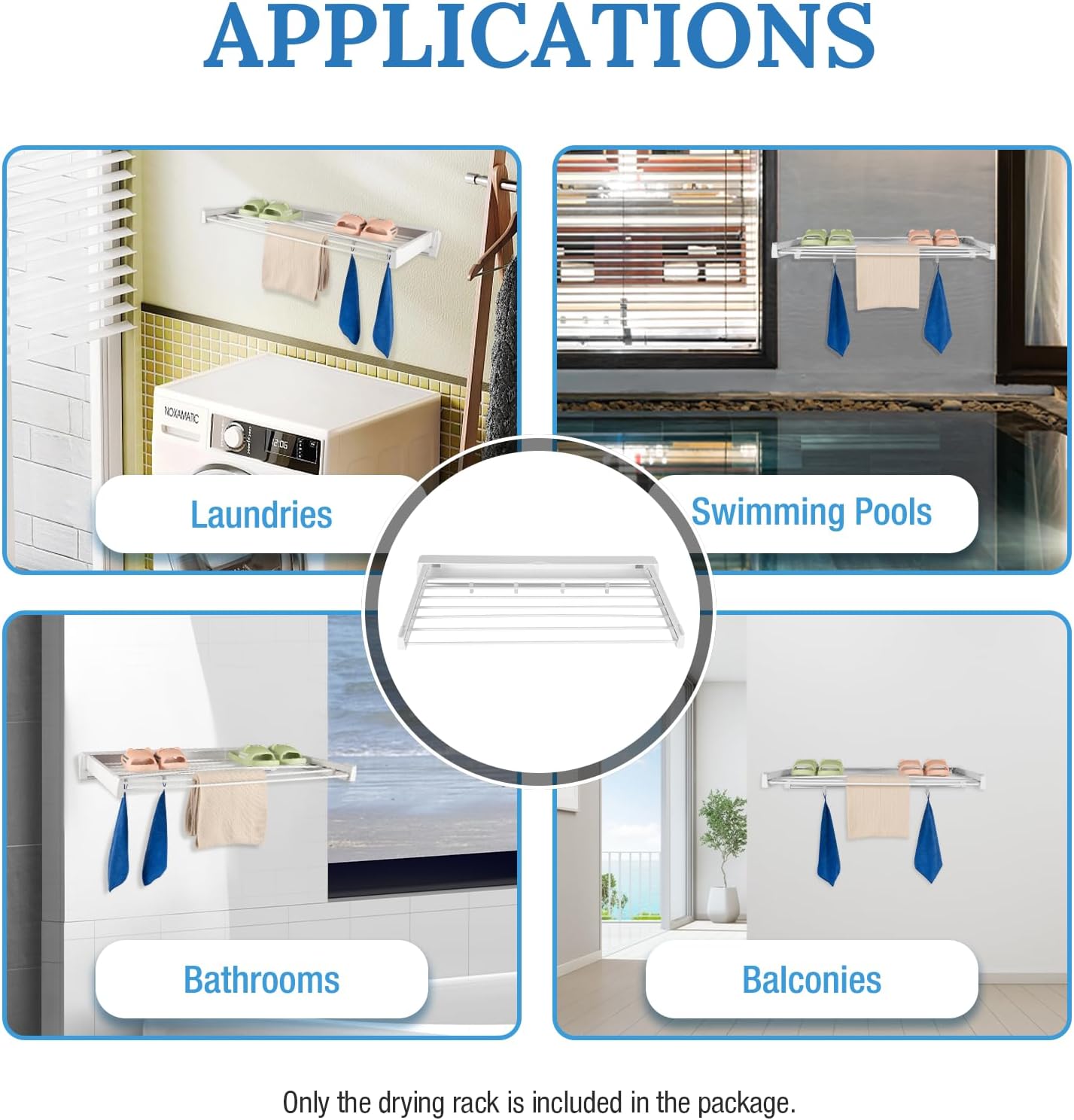 Ringmaster Laundry Drying Rack Collapsible Wall Mounted Hanger Retractable Clothes Drying Rack Dryer Hanger Rack,7 Hanging Rods,Load 4.4 lbs/Rod (White)
