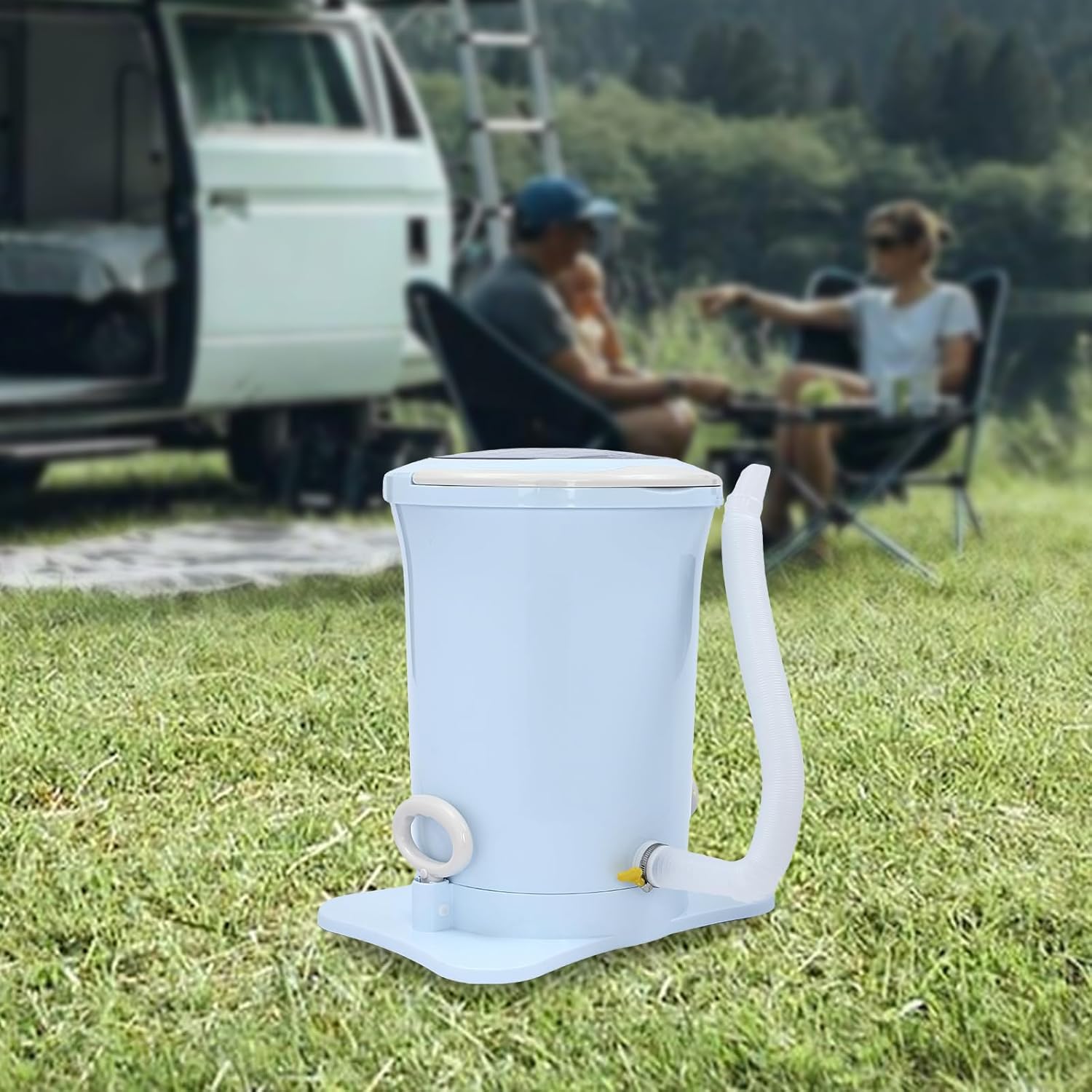 Manual Clothes Dehydrator 12L/3.17Gal Portable Mini Dryer Compact Spinner, Non-Electric Laundry Washing Machine with Drain Hole & Wide Pedal for Camping Traveling School Hotel (Blue)