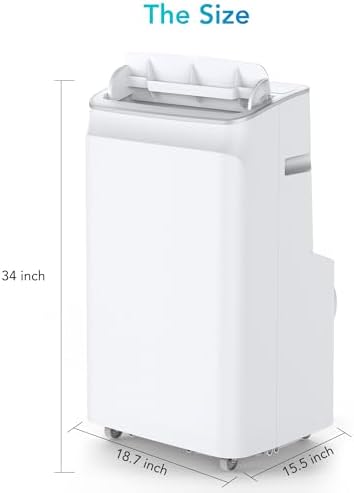 12000 BTU Portable Air Conditioner, 500 Sq.Ft. Coverage, 3-in-1 Compact Cooling Unit with Fan, Dehumidifier, Portable AC with Remote Control, Sleep Mode, 24H Timer