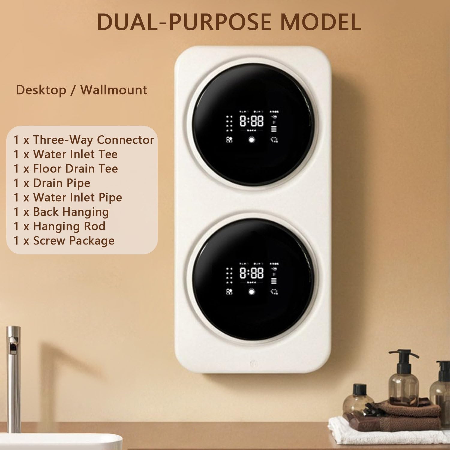 2×3.5L Portable Washing Dryer with Control Panel, Clothes Washing Machine with Stainless Steel Tub, 4 Modes, Electric Dryer for Apartment RV Hotel