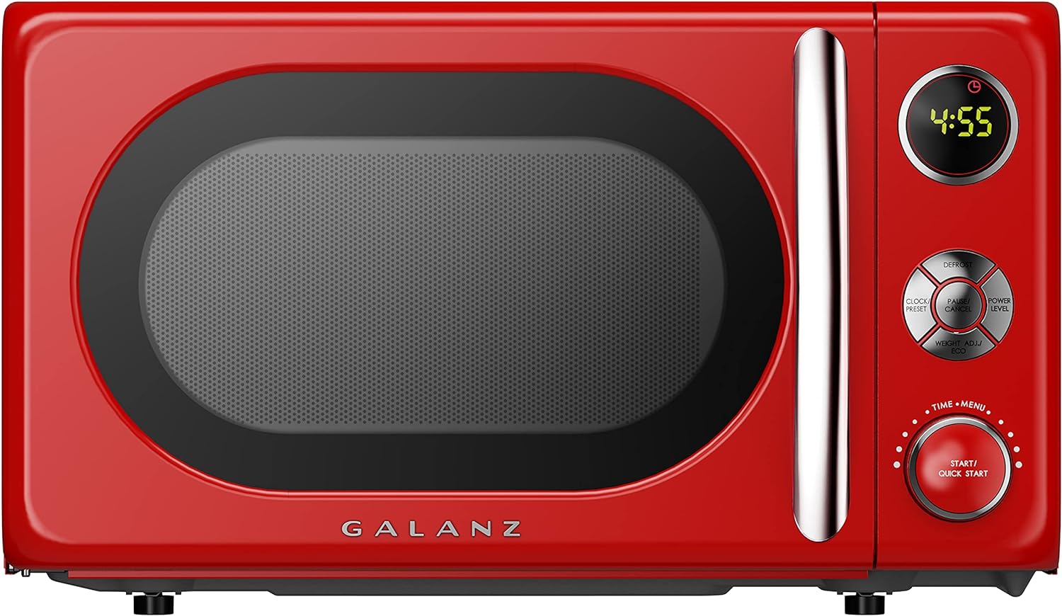 Galanz GLCMKA07RDR-07 Microwave Oven, LED Lighting, Pull Handle Design, Child Lock,Retro Red, 0.7 Cu.Ft