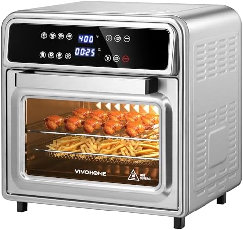 VIVOHOME 21 Qt Air Fryer Toaster Oven Combo, 8-in-1 Convection Oven Countertop with Rotisserie and Dehydrator, Stainless Steel Digital Air Fryer Oven with 7 Accessories, 1800W