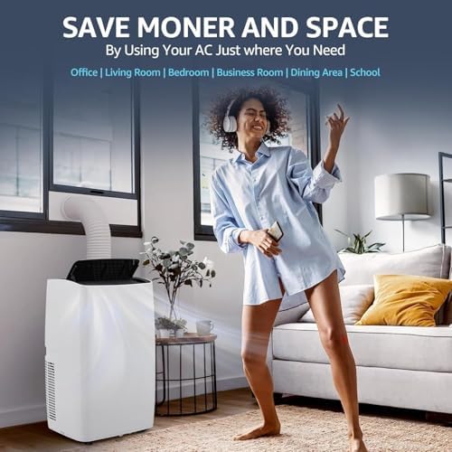 12,000 BTU Portable Air Conditioner with Window Kit, 3-in-1 Portable AC Units for Rooms Up to 550 Sq.Ft | Remote Control, Ultra Quiet, 60-Pint Dehumidifier, R32 Refrigerant, White & Black-3031