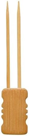 PacknWood 209BBMBOLA15 5.91 in. Mbola Double Prong Bamboo Skewer with Block End- Pack of 480
