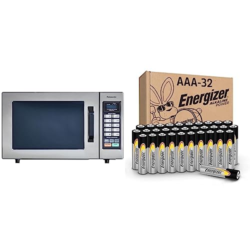 Panasonic Countertop Commercial Microwave Oven with 10 Programmable Memory and Touch Screen Control, 1000W of Cooking Power & Energizer Alkaline Power AAA Batteries