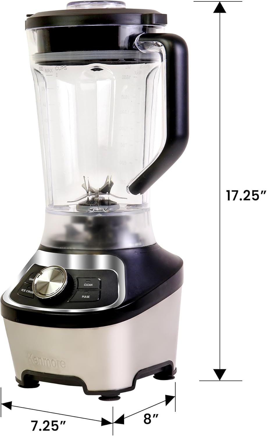 Kenmore Countertop Blender - Electric Mixer, Frozen Smoothie, Shakes, Milkshake, Puree Maker, Licuadora Grinder Kitchen Appliance With Ice Crush & Pulse Function, Dishwasher Safe Plastic jar, Black