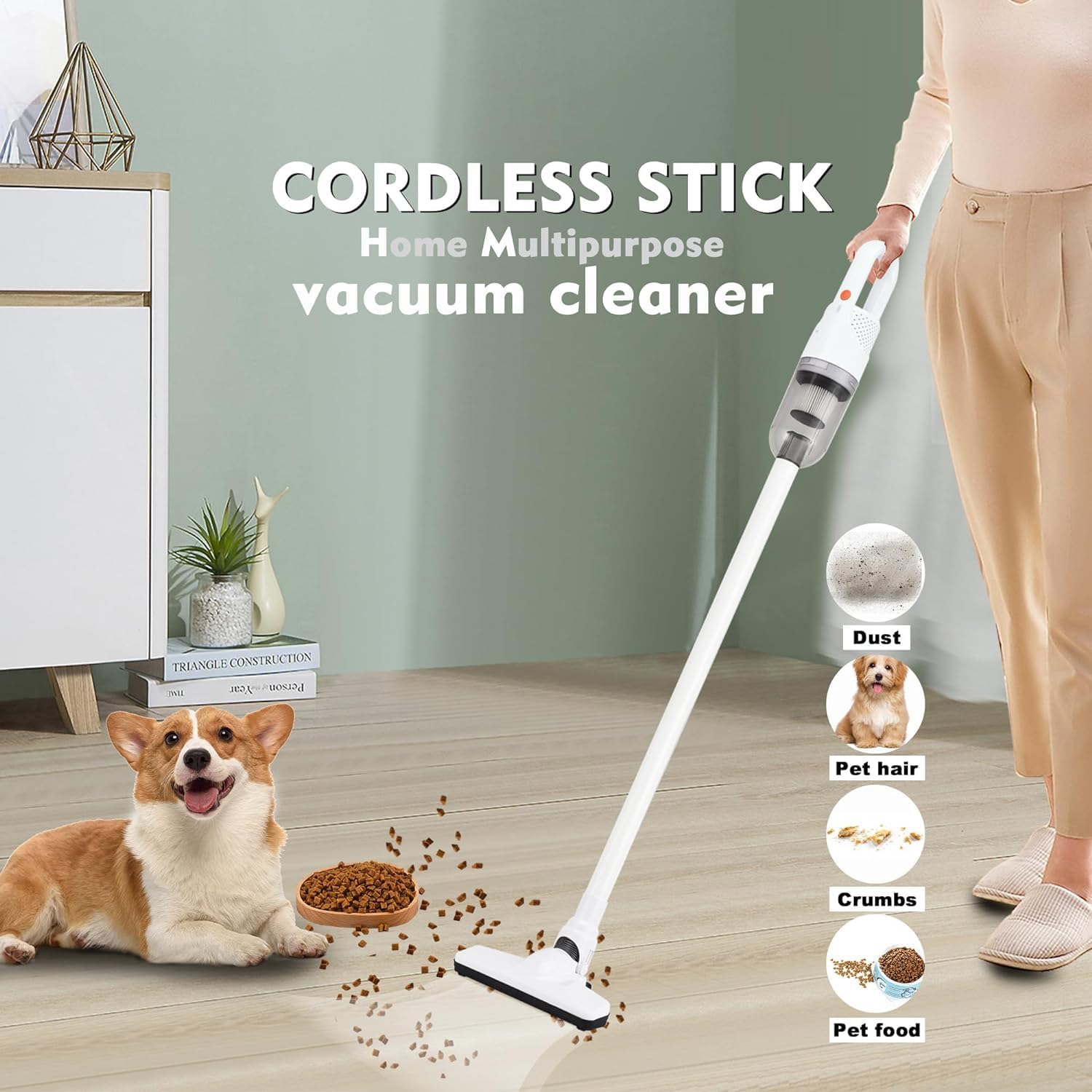 New Model Cordless Vacuum Cleaner, Powerful Stick Vacuum for Hardwood Floor, 35 Min Rechargeable Battery, 4 in 1 Lightweight Upright Vacuum for Pet Hair Carpet