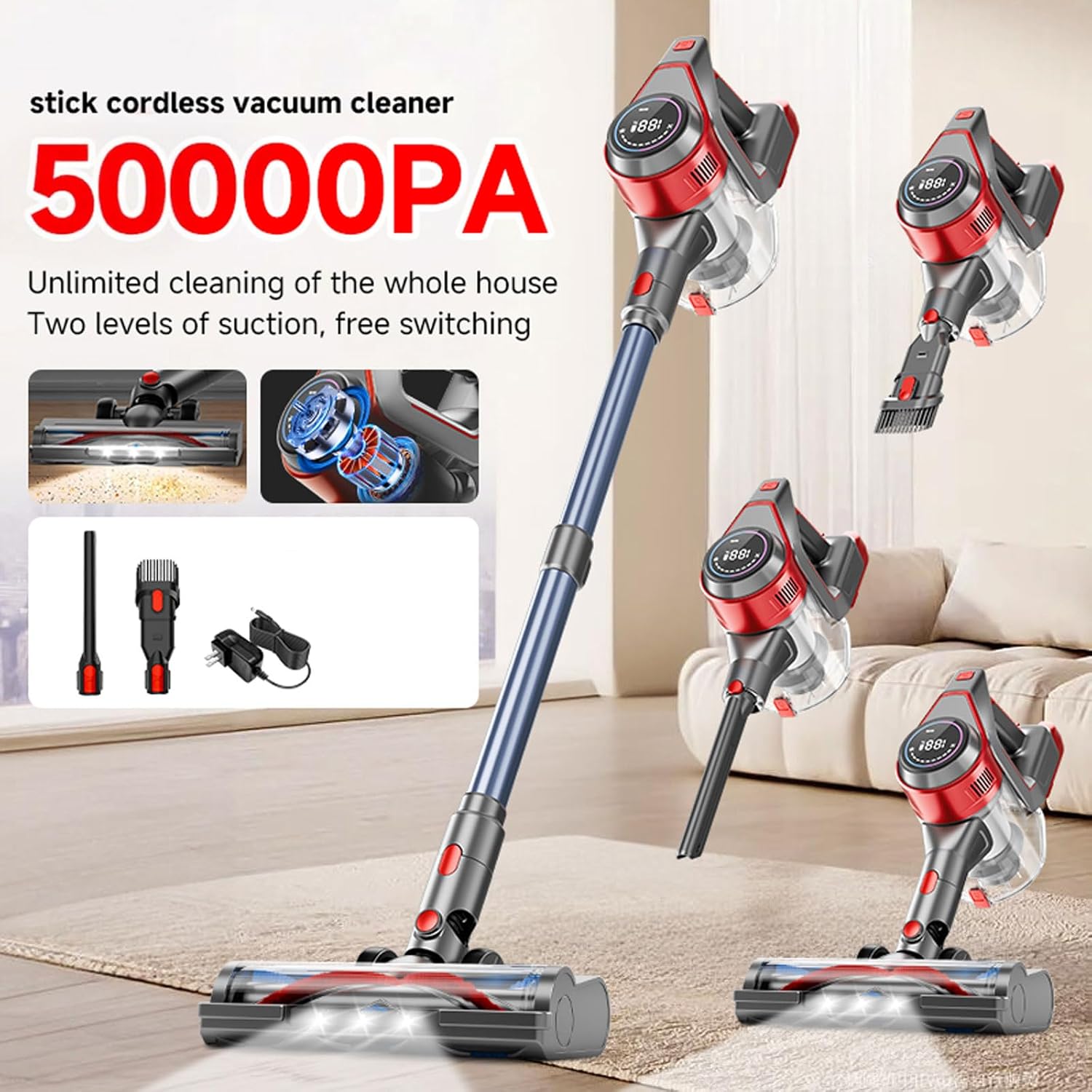 KIKETECH Cordless Vacuum Cleaner, Stick Vacuum Cleaners for Home, Handheld Vacuum Cleaners for Home for Pet Hair/Carpet/Floor Y5