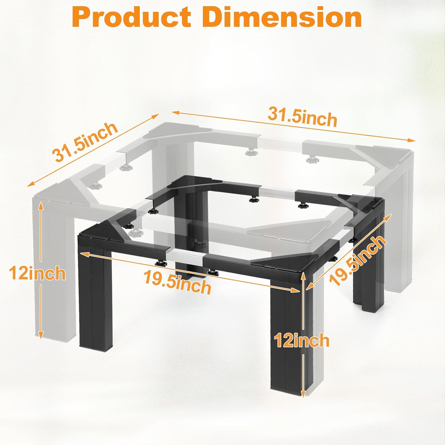 12 Inch Height All Steel Laundry Pedestal, 1000lbs Capacity，Sturdy Washer Dryer Pedestal with Anti Slip Mat, Adjustable Size for All Washer and Dryer, Refrigerator
