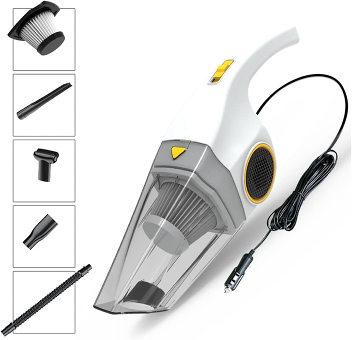 Portable Car Vacuum Cleaner 9000Pa Handheld Dry/Wet Dust Cleaner for Car Interior, Home, Office,White,Wired