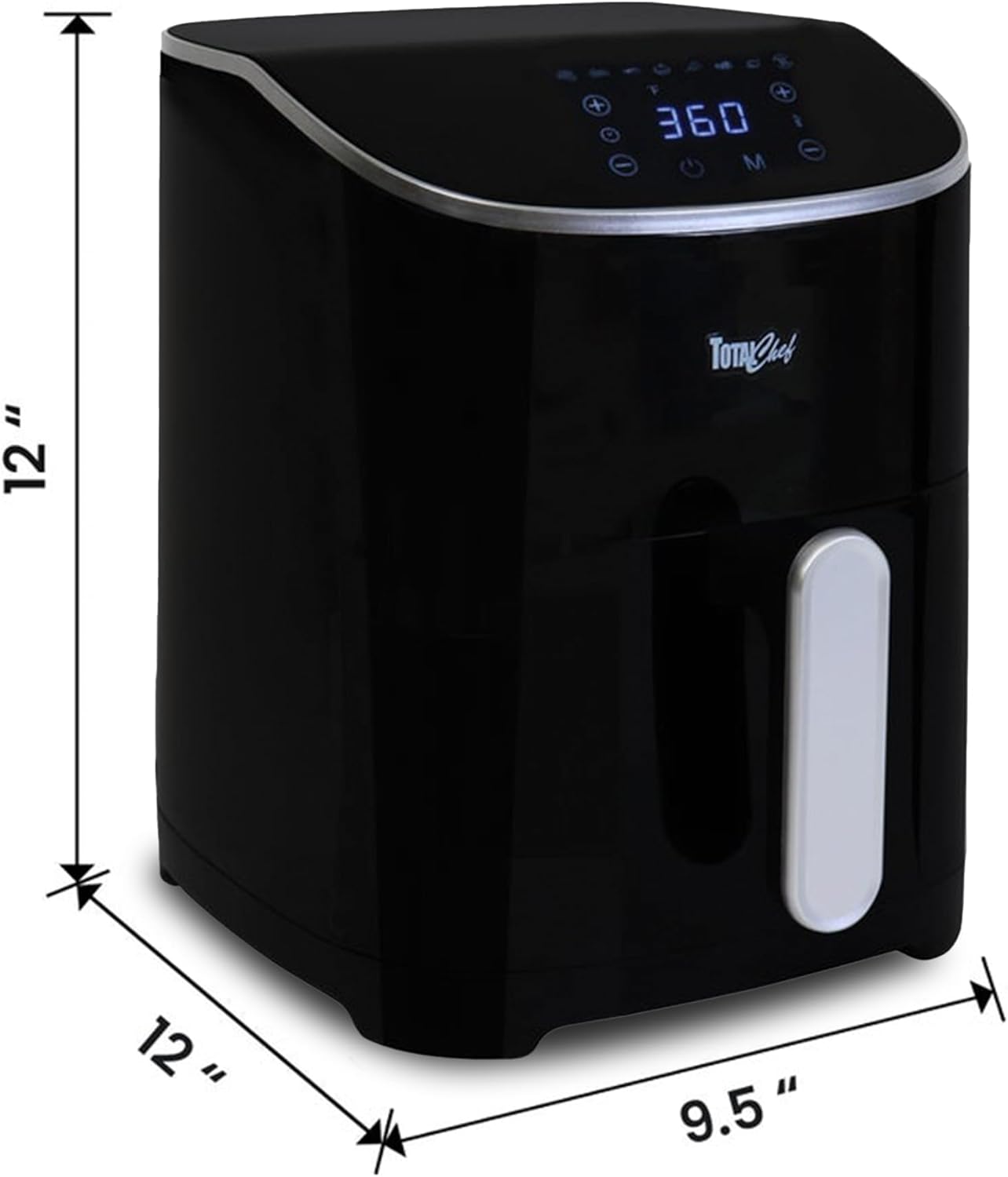 Total Chef 5 Quart Air Fryer - Aerogrill, Non-Stick Frying Basket, French Fry, Digital Touch Screen, 8 Presets, Freidora Eléctrica, Countertop Cooking Kitchen Appliance, Black