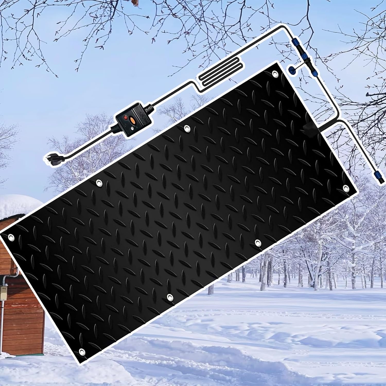 Heated Snow Melting Mats,Snow Melting Mats for Walkway, Outdoor Heated Snow & Ice Melting Mat,with 6ft Long Power Cord, Slip-Proof, for Winter Snow Removal(1 Pcs,30x90cm/12x36in)