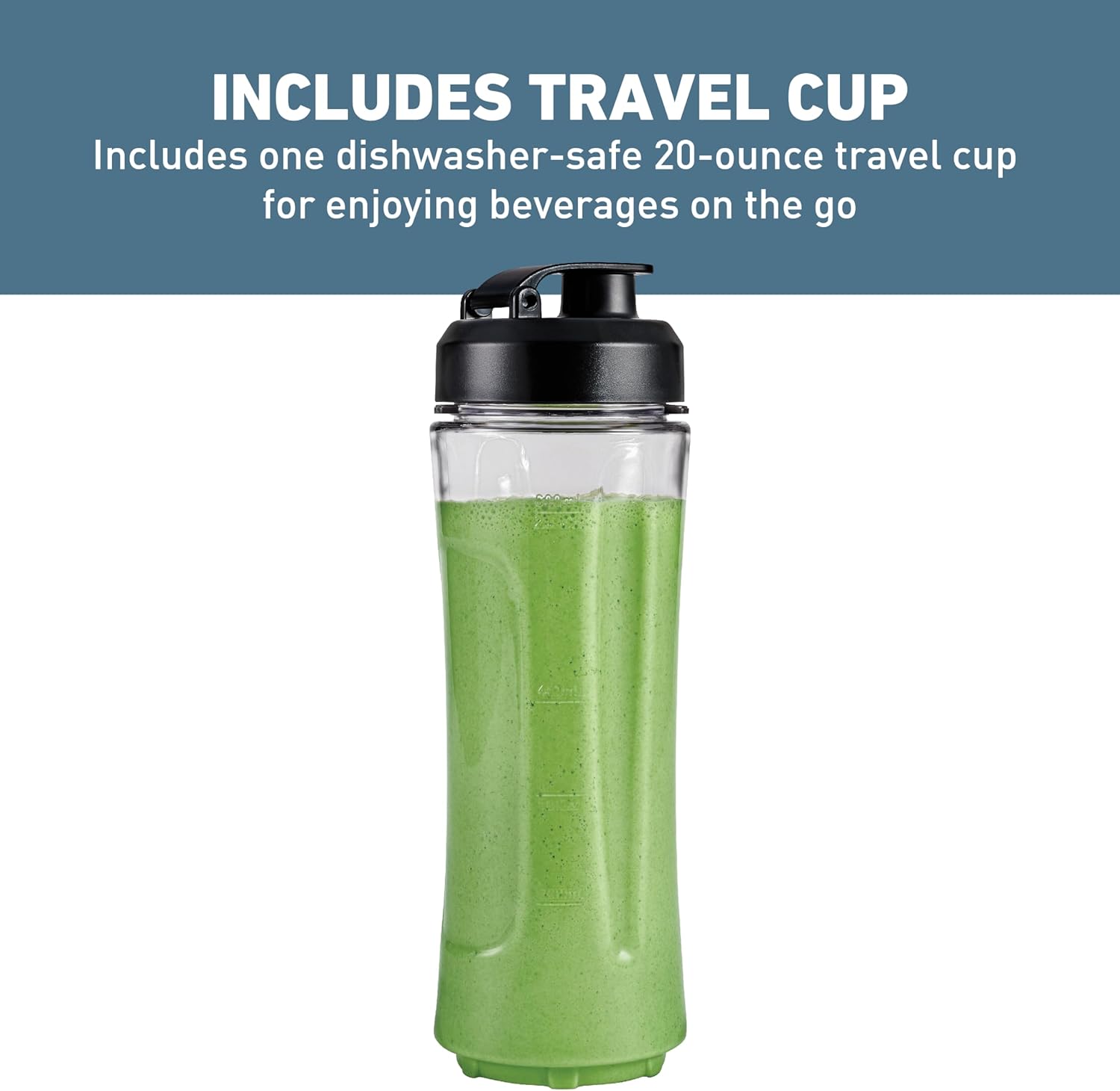 West Bend Blender with 48-Ounce Blending Jar and 20-Ounce Travel Cup, Compact Design with Dial Control, 700-Watts, Black