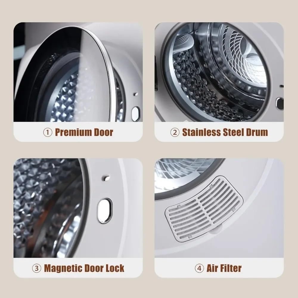 1.5 Cu.Ft Portable Dryer, LCD Control Panel, 5 Modes, 850W 10 Lbs Front Load Small Electric Dryer for Apartment, Laundry, RVs(Gray)