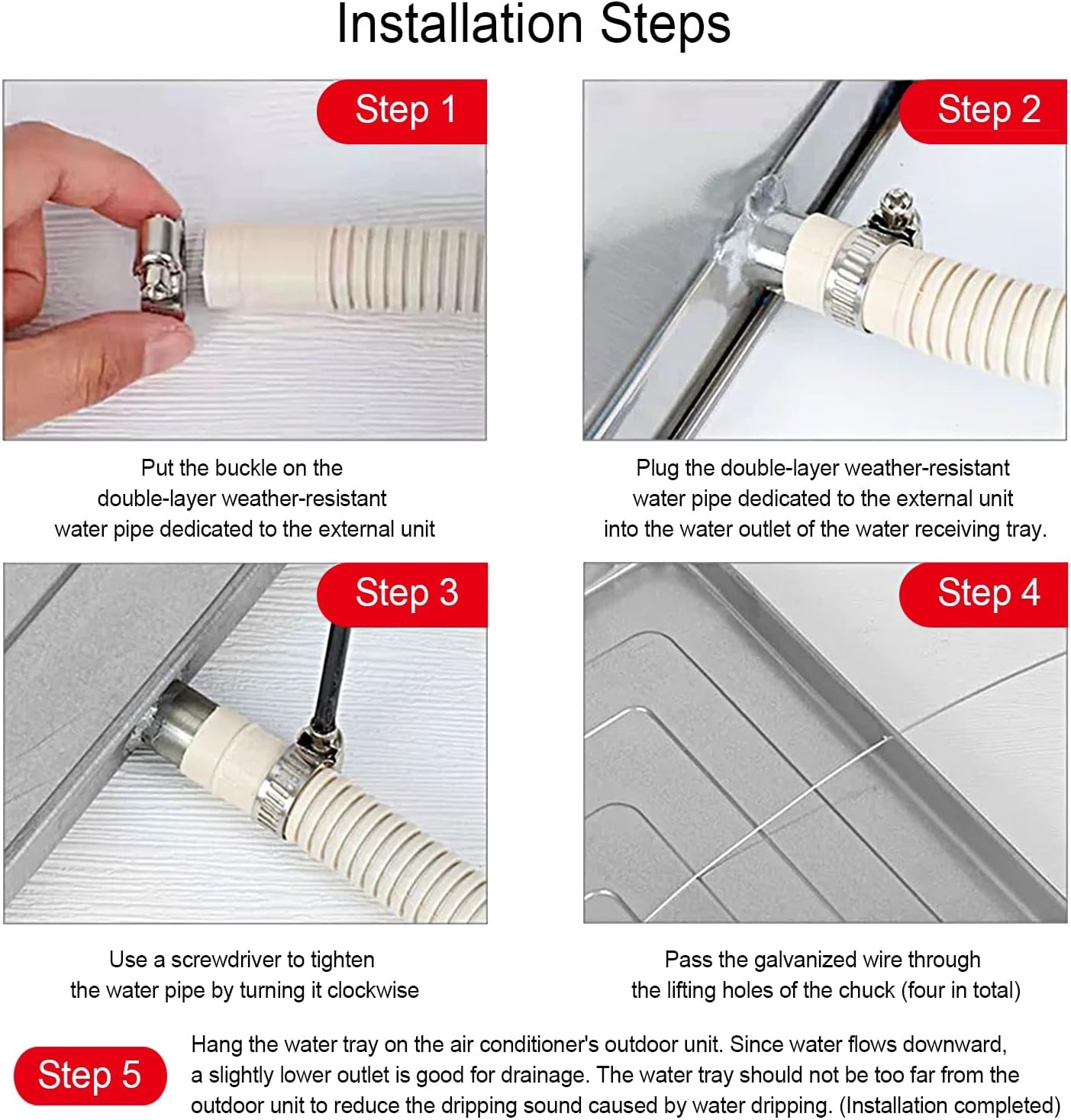 Condensate Drain Pans, Drip Tray with Drain Kit, Ac Drain Pan, Stainless Steeln, for Universal Split Air Conditioner Heat Pump Systems(93x44x3.5 cm)