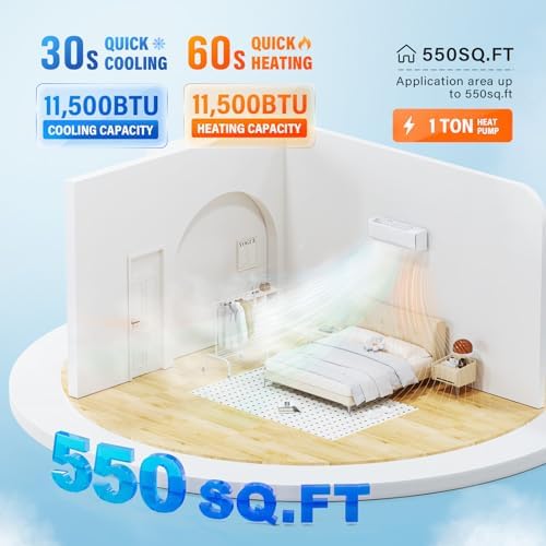 ROVSUN 11500 BTU Wifi Enabled Mini Split Air Conditioner & Heater, 17 SEER2 230V Inverter Ductless Wall AC Unit with Pre-Charged Condenser, Heat Pump & Installation Kit