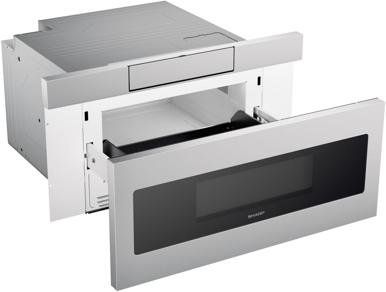 SHARP SMD3070ASY Microwave Drawer Oven, 30-inch, 1.2 Cubic Feet, 950 Watt, Concealed Angled Touch Control Panel with Digital LCD Display, Stainless Steel
