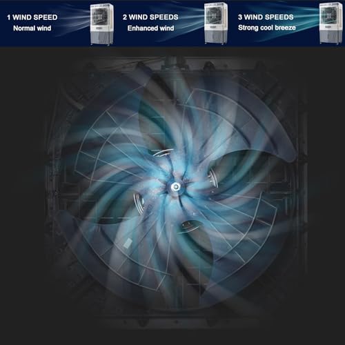 Portable Air Conditioners, Evaporative Air Cooler, 3-IN-1 Portable AC, 12 Hours Timer, 3 Wind Speeds, Double Water Tank, for Outdoor Indoor Use(110cm/43.3in)