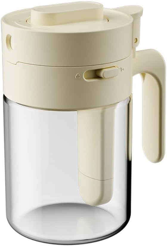 Quantitative Seasoning Container With Airtight Seal And Forward Handle, For Household Kitchen Storage Of Spices, Tea, Coffee Beans, And Seasoning Blends(Cream)