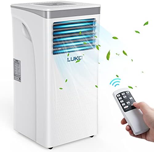 LUKO 3-in-1 Portable Air Conditioner 8,000 BTU,Dehumidifier,Fan for Rooms up to 300 sq ft,AC Unit Portable with Remote Control,Window Kits for Room, Office,Bedroom, White