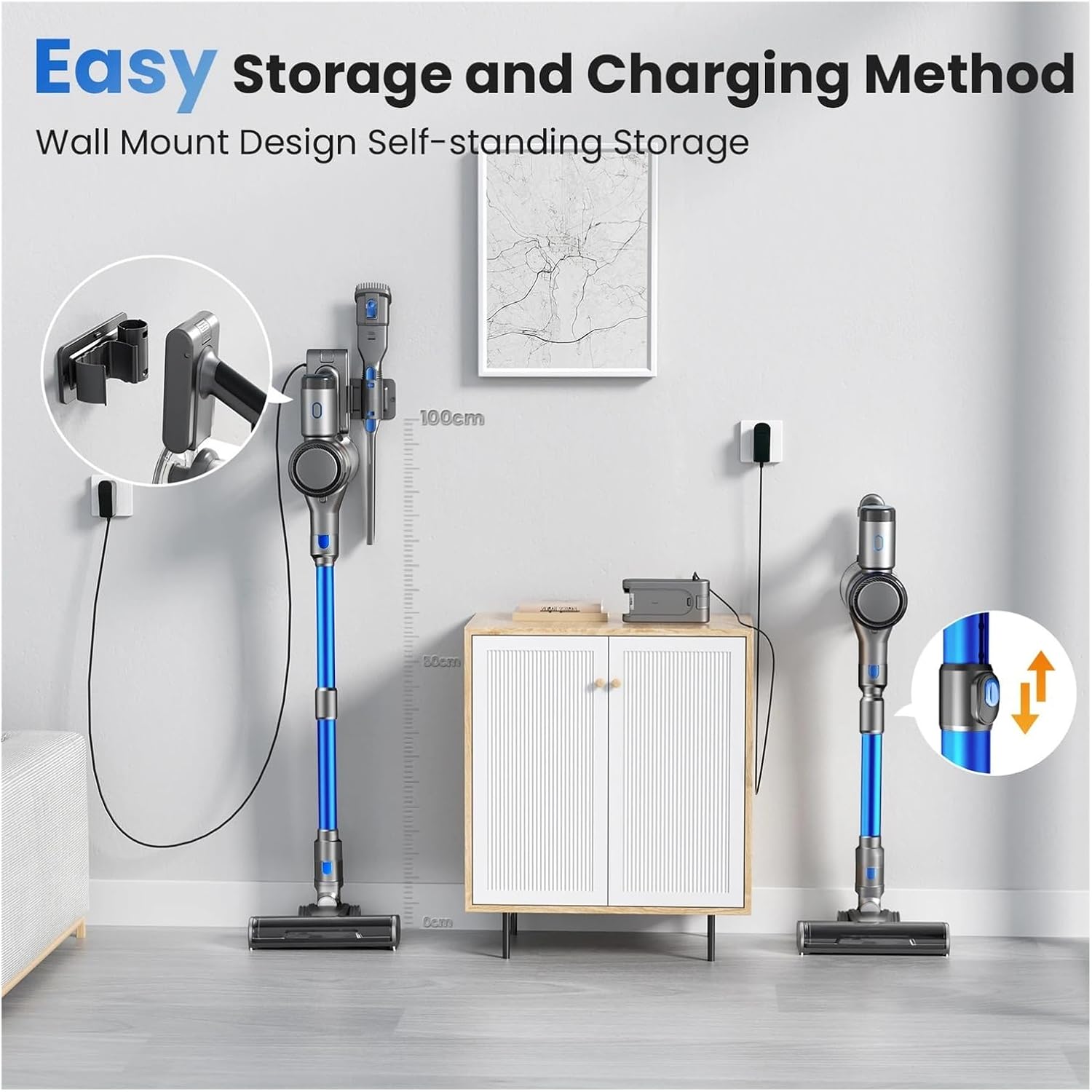 Compatible with INSE,S9X Cordless Vacuum Cleaner,400W 45Kpa Suction 55min Runtime Stick Vacuum for Hardwood Floor/Carpet Home Cleaning(S9X Blue)