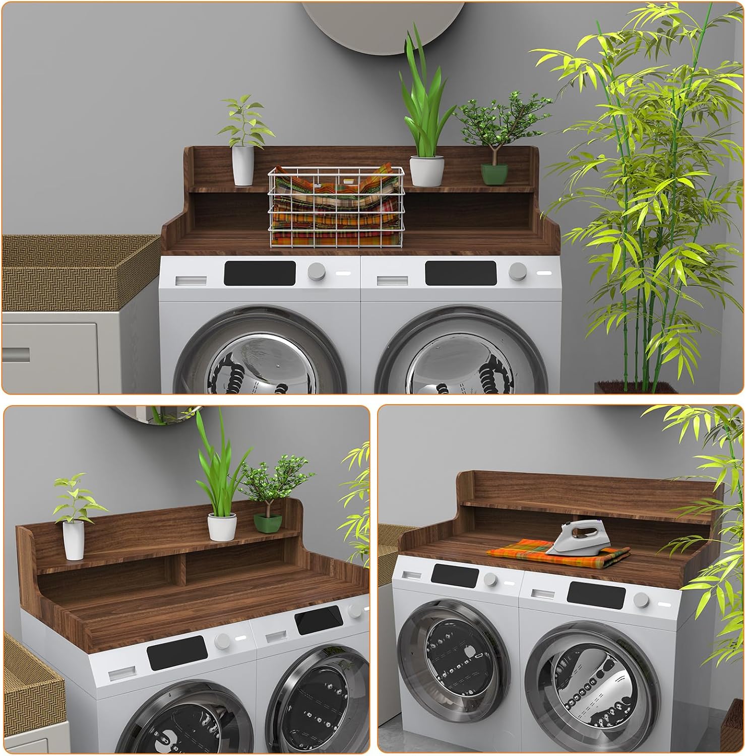 2-Tier Washer Dryer Countertop with Charge Station, 54