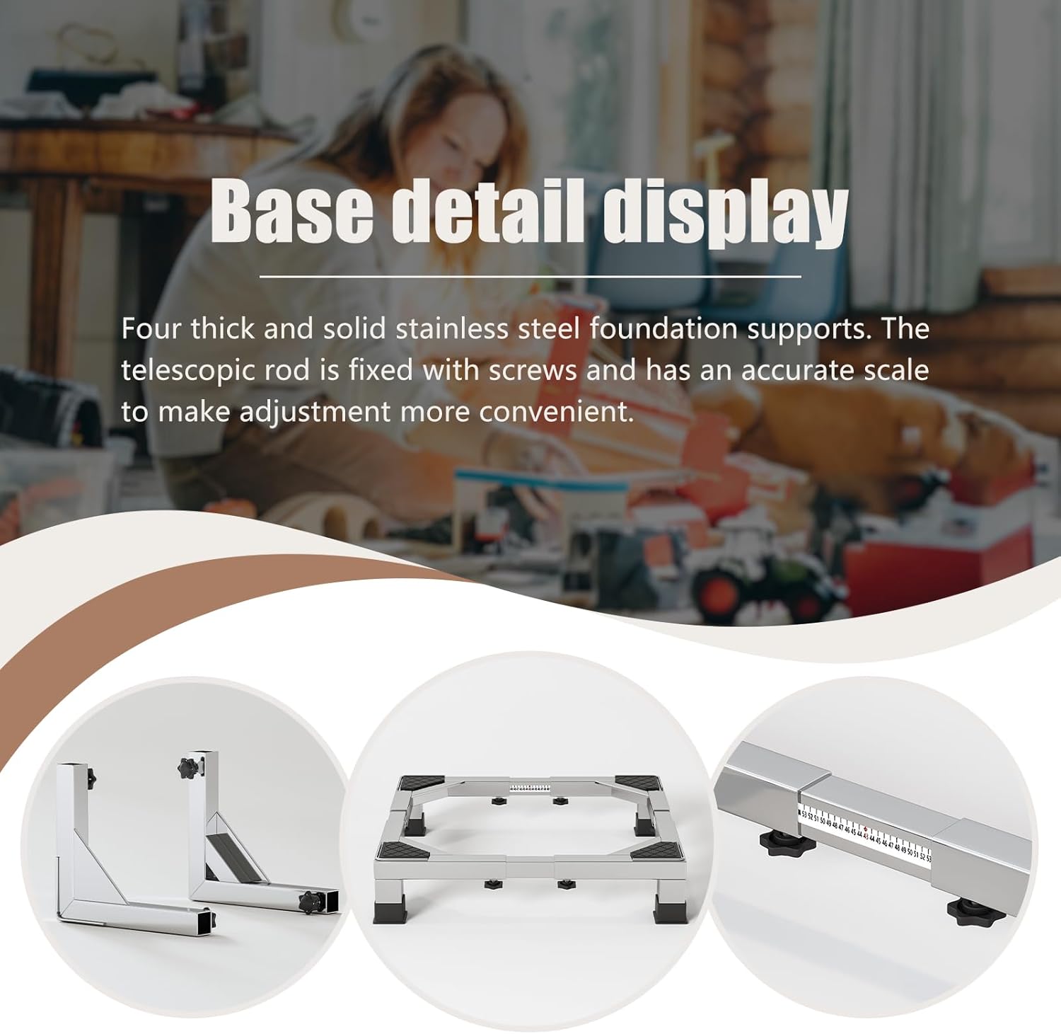 Heavy duty All Stainless Steel Mini Fridge Stand Washer and Dryer Stand with 4 Strong Feet Heavy Duty Washing Machine Stand Base&Appliance Universal Base（Large Stand）