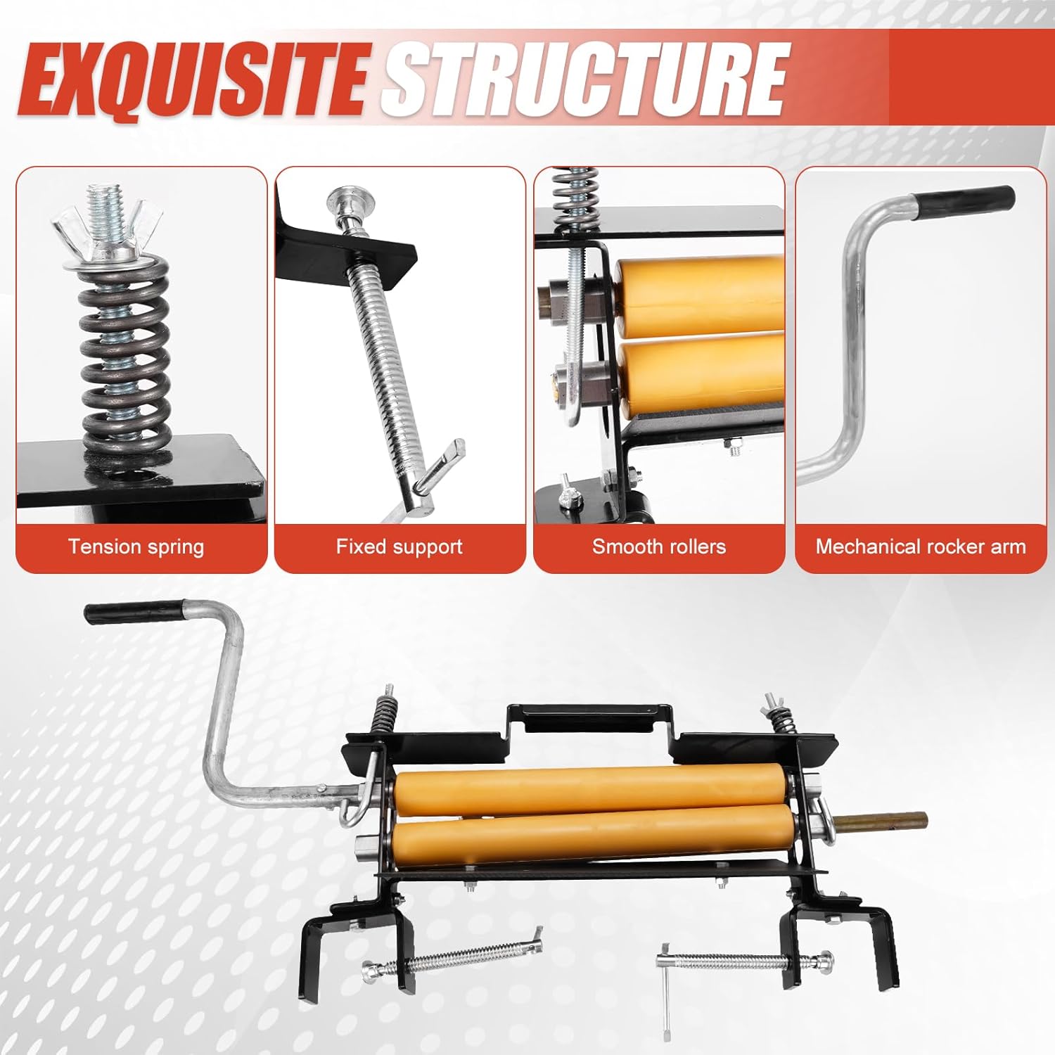 Hand-Crank Clothes Wringer - Solid Wood Tan Rollers, Removes 95% Water, Portable Laundry Dehydrator for Efficient Water Removal