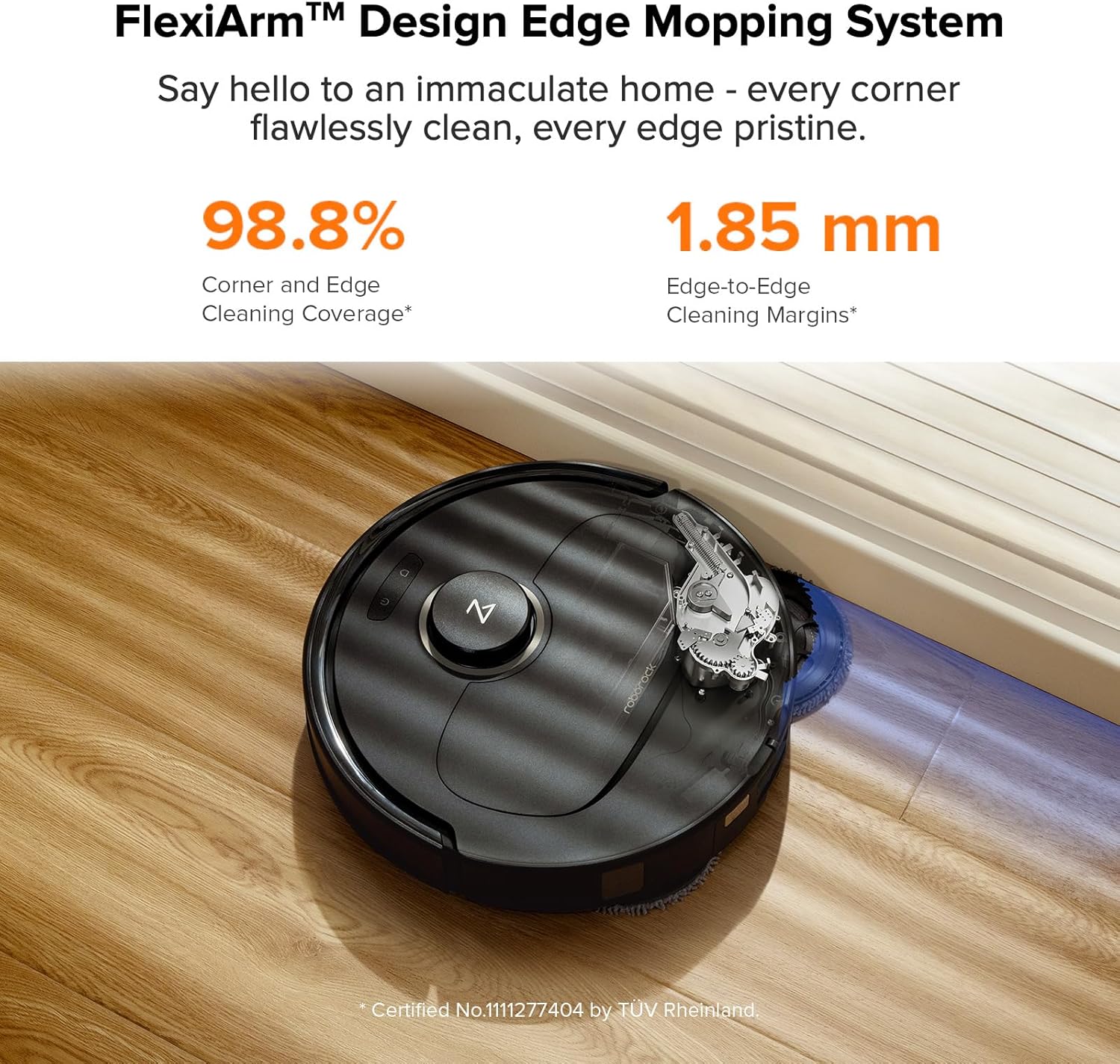 roborock Qrevo Pro Robot Vacuum and Mop with FlexiArm Design Edge Mopping, Dynamic Hot Water Mop Washing and Auto Mop Drying, 7,000 Pa Suction (Renewed)