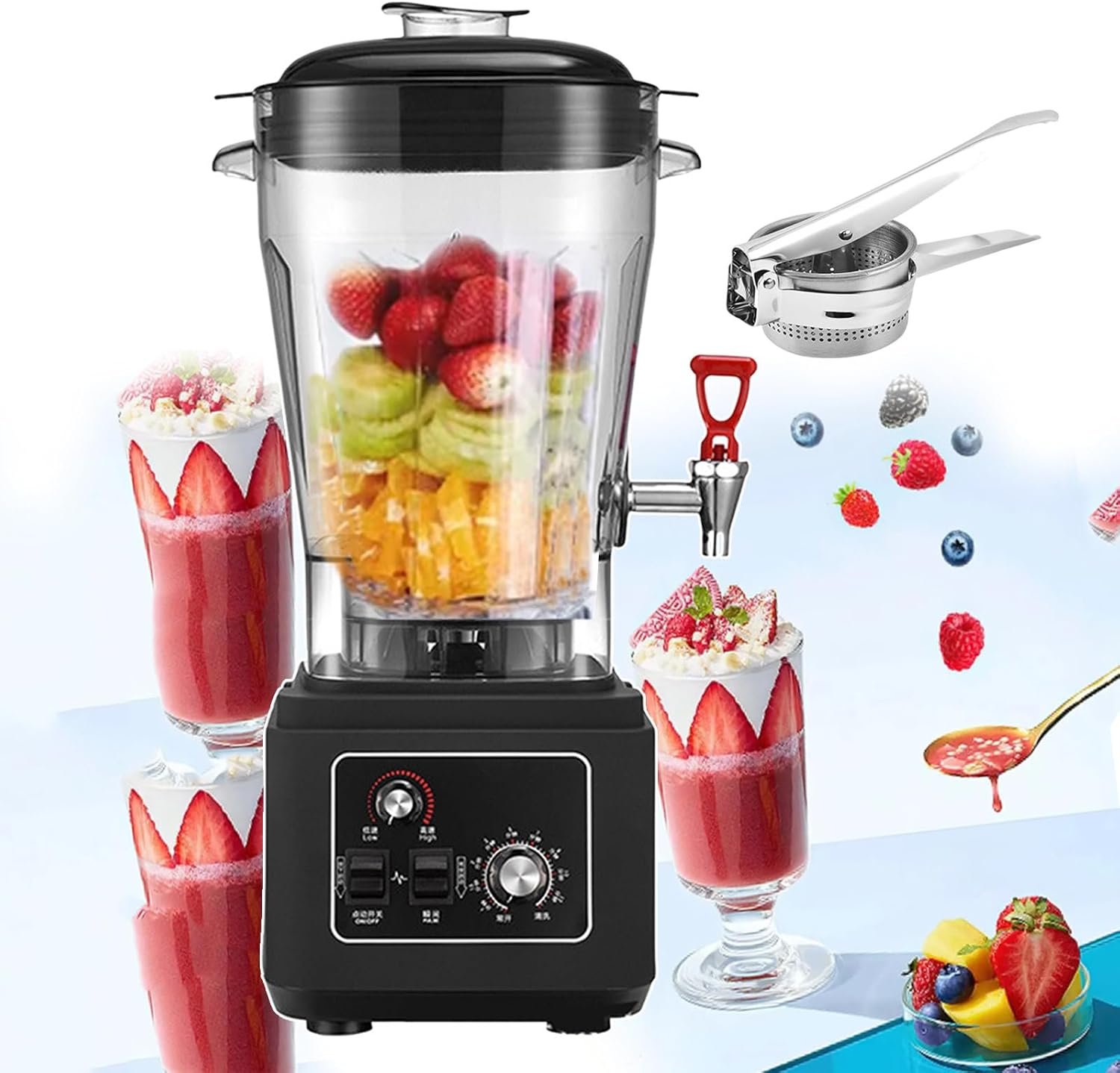 Commercial Standing Mixer | 45000rpm Food Blender And Nut Grinder With Adjustable Speeds | Electric Juice Blender Kitchen Drink Machine | 11l/15l/19l Capacity Powerful Blenders,19L