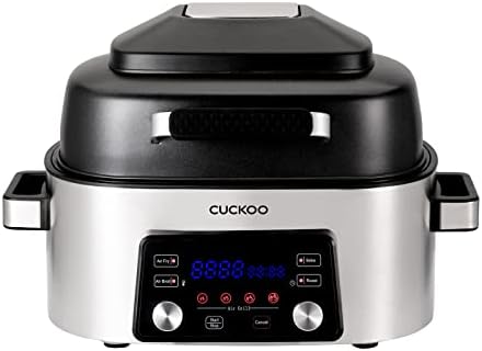 CUCKOO CAFG-A0601S Countertop Air Grill | Air Grill, Air Fry, Roast, Bake & Broil, Easy to Clean, Dishwasher Safe Accessories, Recipe Book Included, Stainless Steel