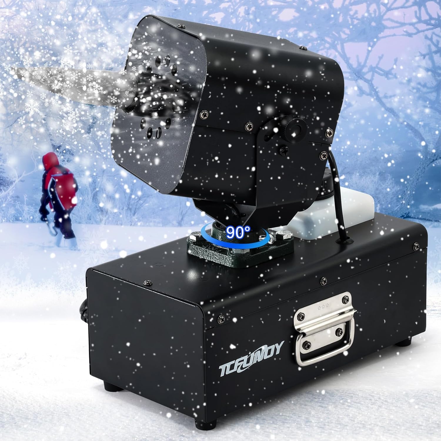 TCFUNDY Snow Machine 1200W Snow Making Machine, Moving Head Snow Maker, Snowflake Maker with Wired Control Wireless Remote Adjustable Snow Size for Christmas Wedding Party Photography Parade Stage