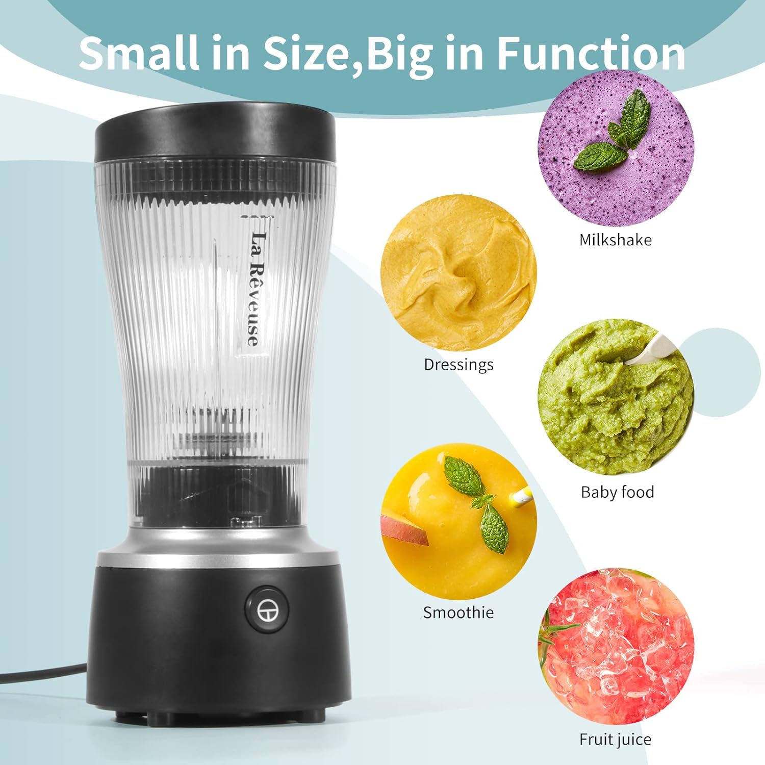 La Reveuse 250W Liberty Blender (Black) + La Reveuse 2-Cup Small Food Chopper (White)