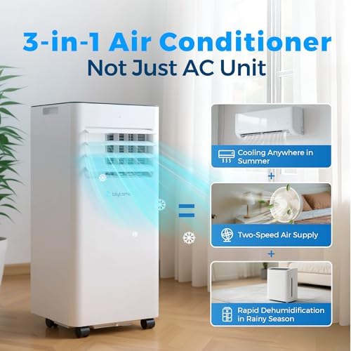 10,000 BTU Portable Air Conditioners with WiFi, 3-in-1 Air Conditioner for Room&Garage– Portable AC Unit with Cool, Dehumidifier&Fan, with Remote/Sleep Mode/Child Lock/24 Hrs Timer/Self Evaporation