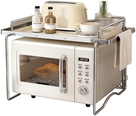 counter shelf,microwave rack, microwave stand,2 Tiers Microwave Oven Rack, Kitchen Unit Storage, Baker Shelf for Tabletop Countertop, Home Office Desktop Shelf Free Standing Metal Frame ( Color : M ,