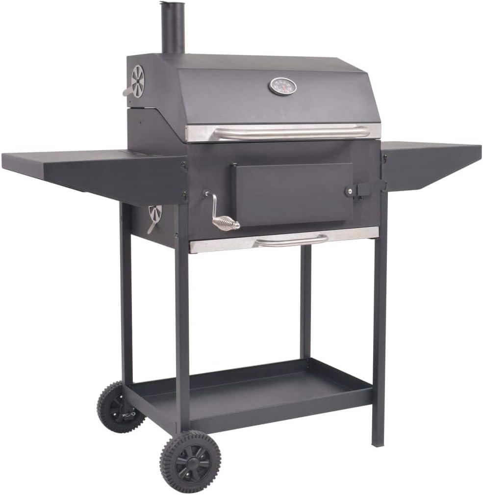 BBQ Charcoal Smoker with Bottom Shelf Black
