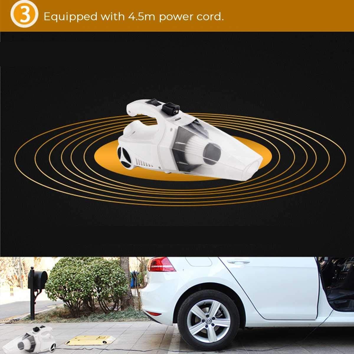 4-in-1 Handheld Car Vacuum Cleaner with Digital Tire Inflator Pump Pressure Wet and Dry Use Portable Vacuum Cleaner